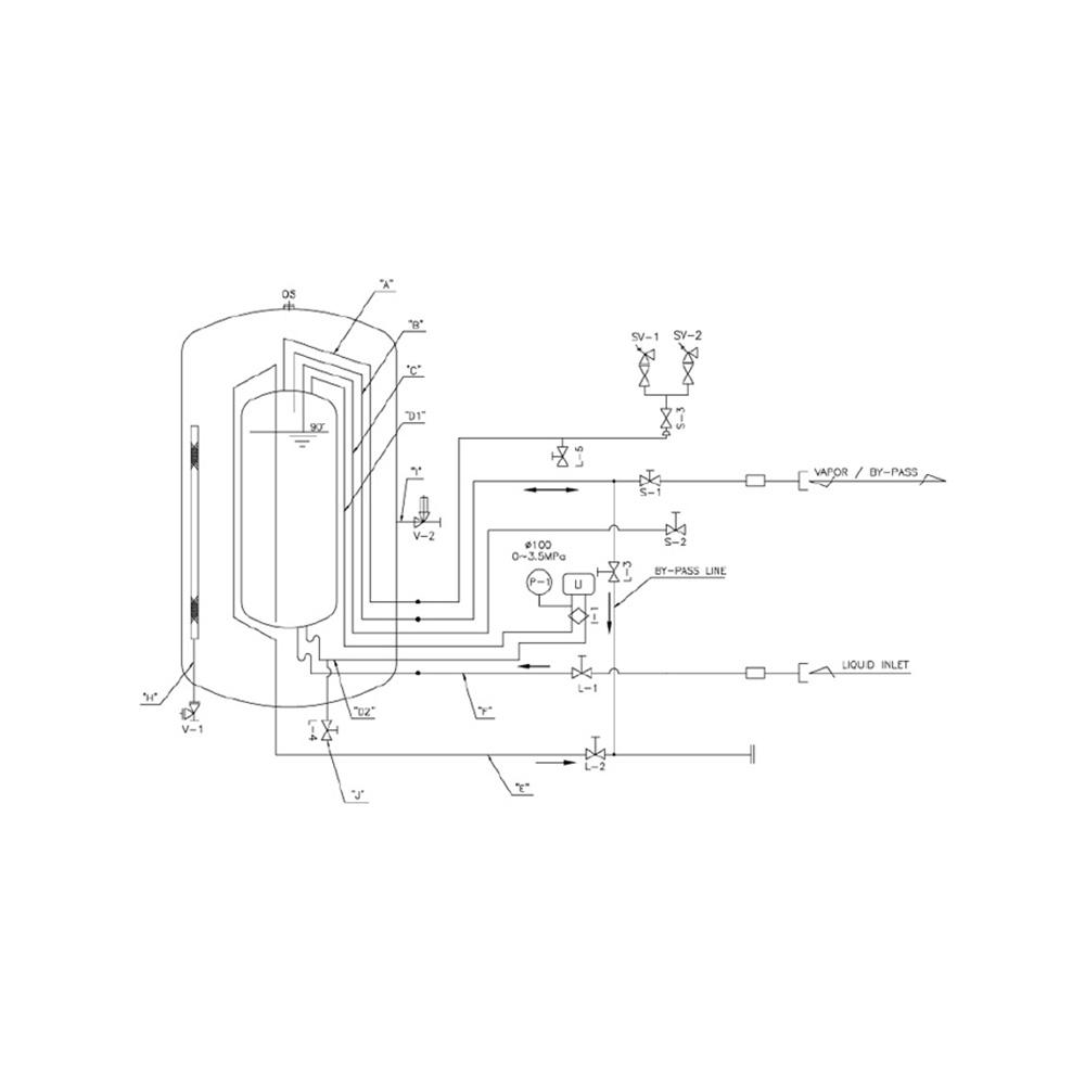 L-CO2 Storage Tank  Vertical Type (Diameter : 1500 ~ 2250mm   Height : 4490 ~ 14761mm)