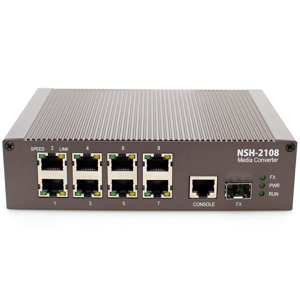 NSH-2108 converts from UTP to optic signal and connect remote networks