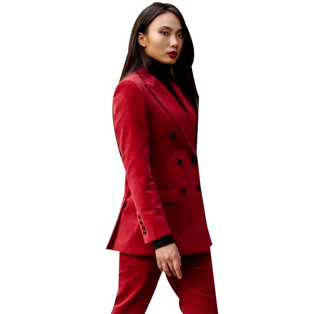 SUIT HEEL CORDUROY DOUBLE SUIT - BURGUNDY