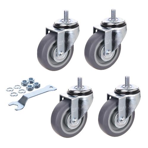 Easy Install, 4inch Heavy Duty Casters, All Swivel 1/2-13UNC1 Stem Caster with  Rubber Plastic Wheel