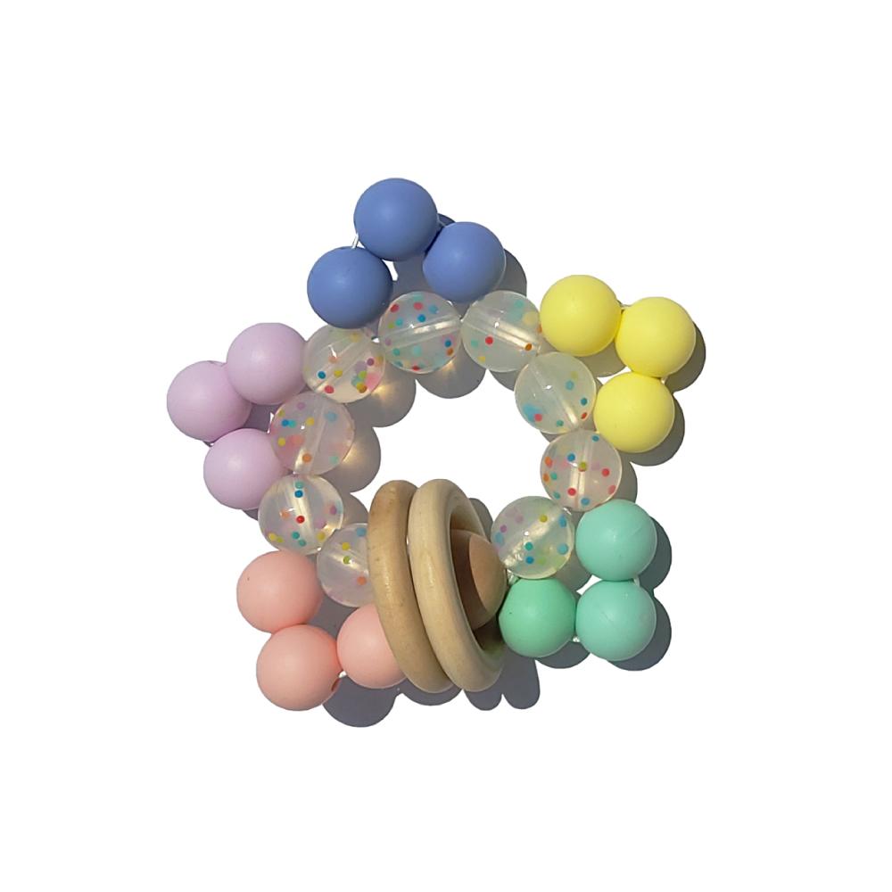 Natural Teether Toy Brand in Korea, HINOKI WOODEN STAR TEETHER with Rattle