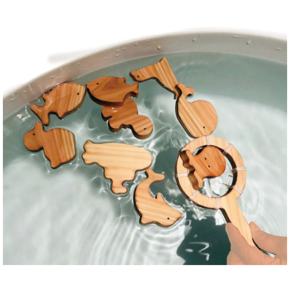 Korean Eco friendly Bath Toy Supplier, HINOKI WOODEN BATH TOYS – OCEAN ANIMAL SET
