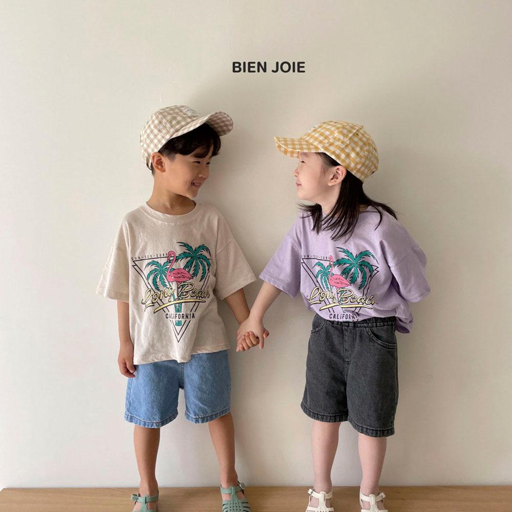 Flamingo, palm print short-sleeved T-shirt, Children's clothes, cotton