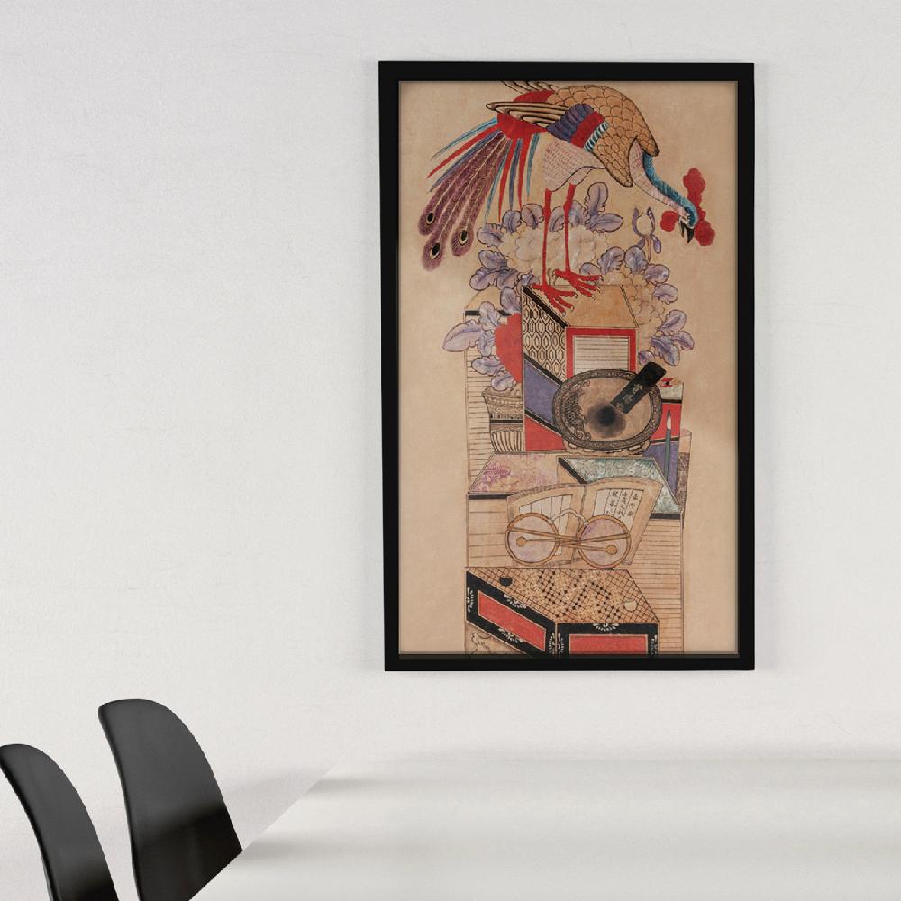 Korean Folk Art Frameless Art Print, minhwa drawing Korean art poster for home deco_'Chaekgeorido'