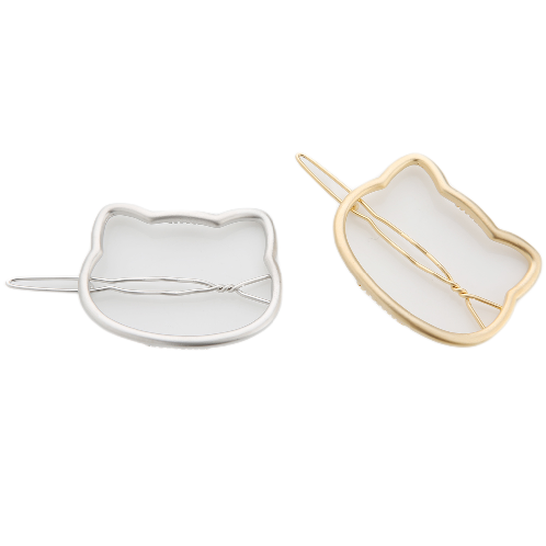 Jinccecil Cat hairpin -Matte Silver