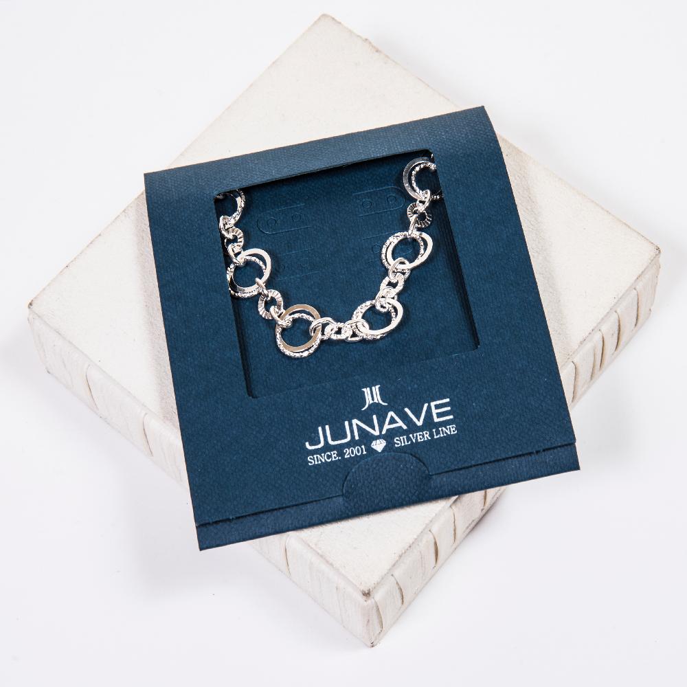 2 Patterned Round Silver Bracelet (Dia-cut/Mint-patterned)