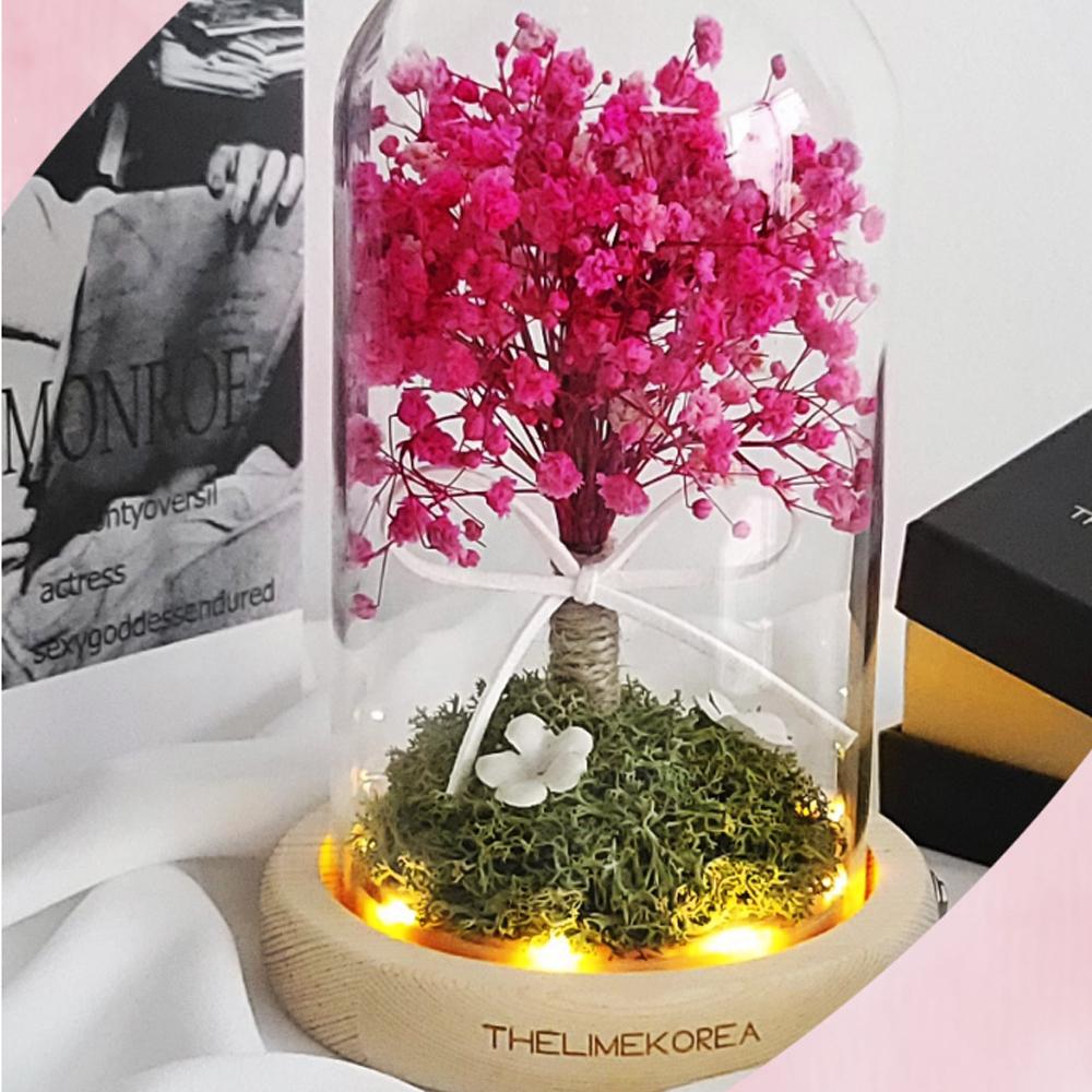 LED Pink Fog Glass Dome Mood Light Lovely Color
