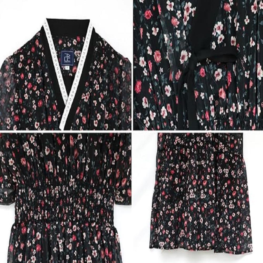 LEESLE Ylang Summer Chiffon Short Sleeves Women Hanbok Long Dress