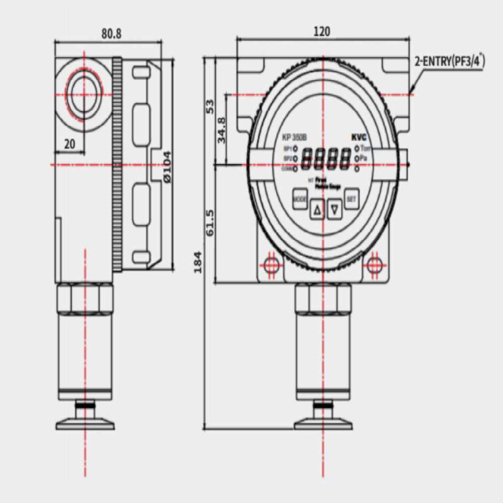KP350B NT Pirani Vacuum Gauge