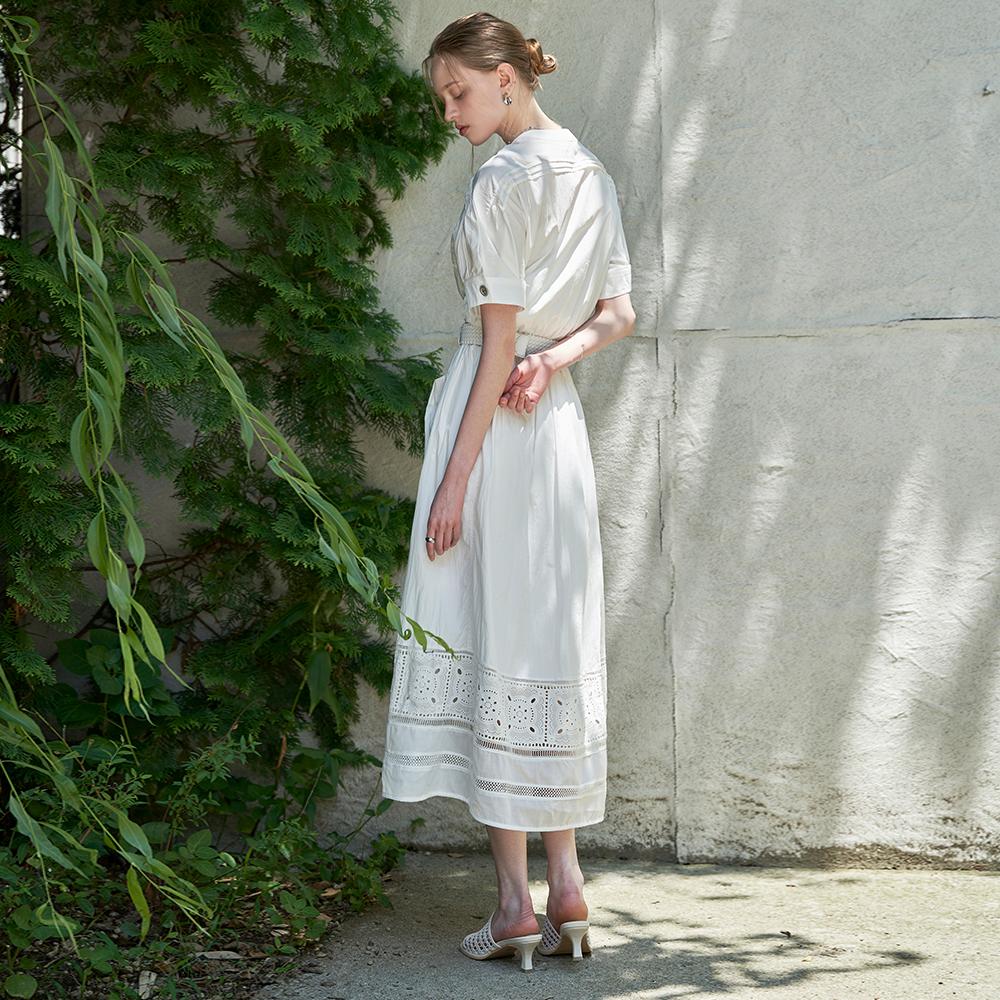 Pure Punching Lace Belt-Set Dress