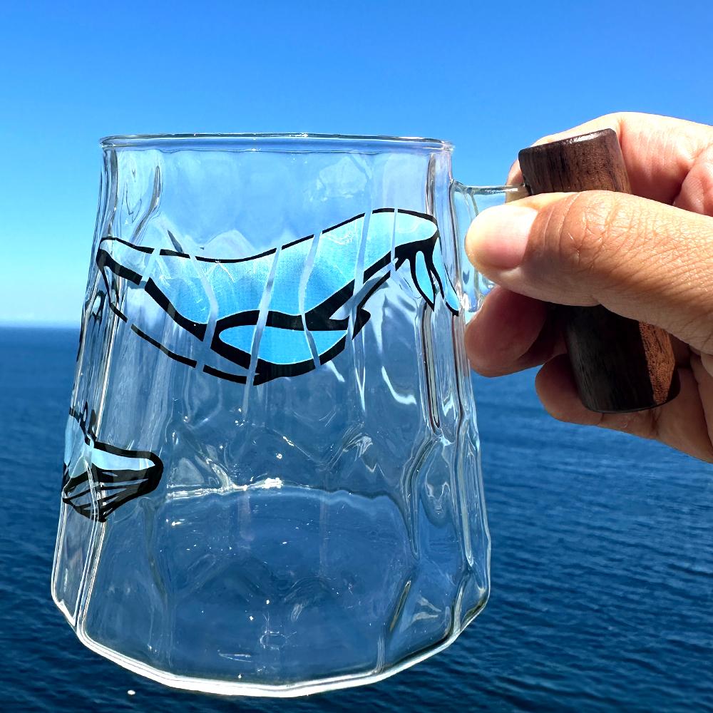 OCEAN WHALE GLASS MUG&COASTER DUO SET